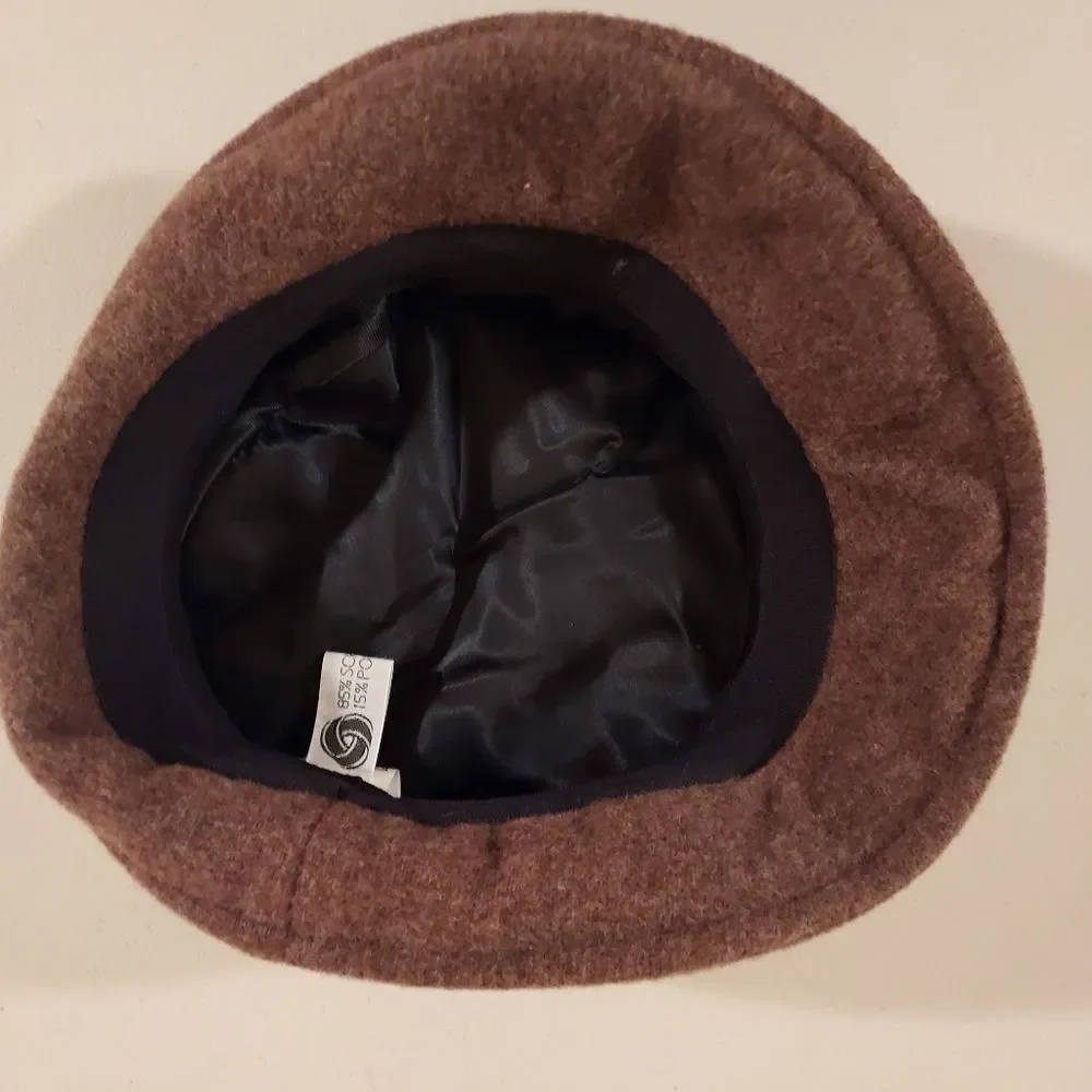 Slouchy Cloche Cap Hat Wool Blend Boho Hat Vintage Brown size M